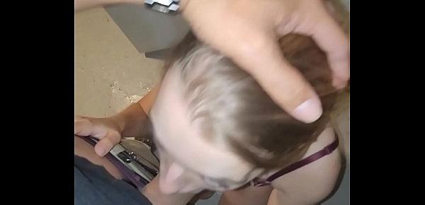  White Petite Teen GF Doing Laundry Sucks, Fucks and Squirts for BBC on Mancave Pool Table